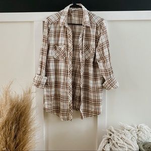 Tan + White Flannel